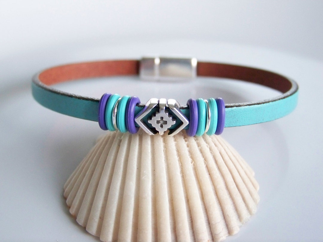 Light Aqua Tribal Focal Bracelet Item R4158 - Etsy