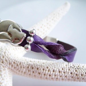 Purple Leather Sleeping Cat Fox Focal Bracelet Item 4129 image 4