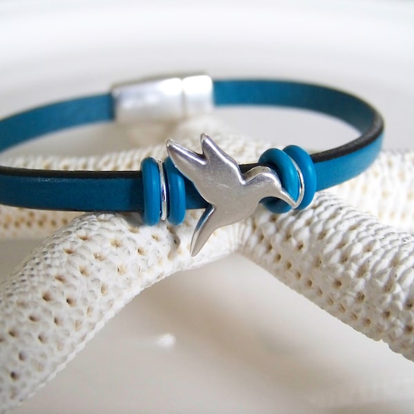 Leather Hummingbird Focal Bracelet - Item R8359