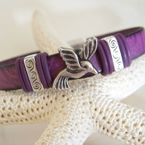 Hummingbird Focal Leather Bracelet