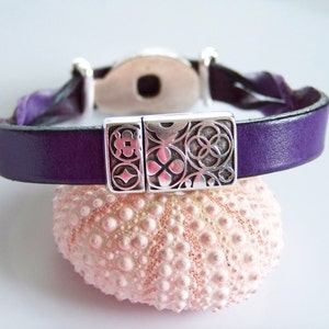 Purple Leather Sleeping Cat Fox Focal Bracelet Item 4129 image 2