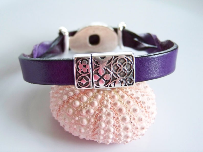 Purple Leather Sleeping Cat Fox Focal Bracelet Item 4129 image 2