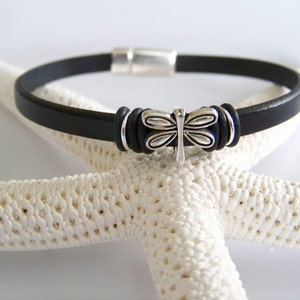 Leather Dragonfly Focal Bracelet - Item R2124