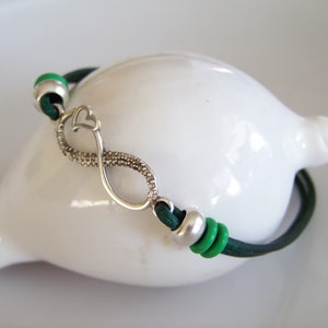 Green Leather Cord Celtic Infinity Knot Bracelet- R6265