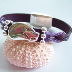 Purple Leather Sleeping Cat Fox Focal Bracelet Item 4129 image 5