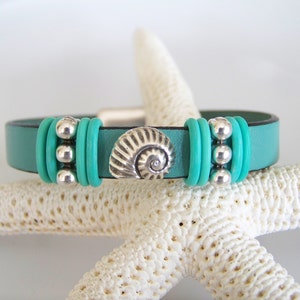 Nautilus Shell Focal Leather Bracelet Item R6005 - Etsy
