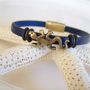 Brass Gecko Leather Bracelet