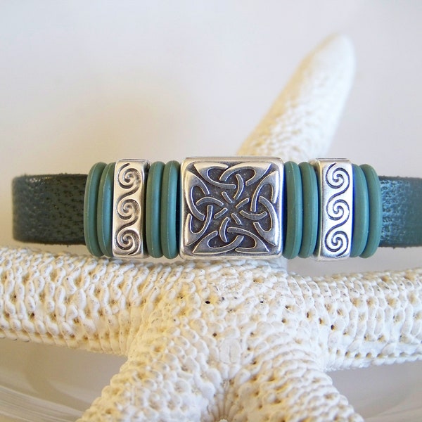 Celtic Knot Focal Leather Bracelet