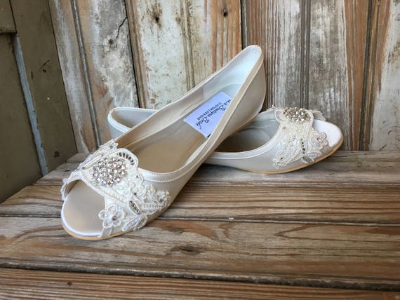open toe bridal flats