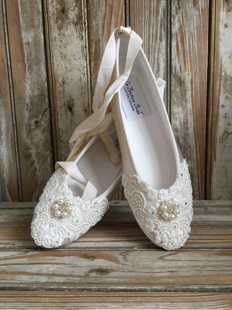bridal ballet flats with ribbon