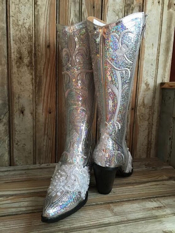 silver bling boots