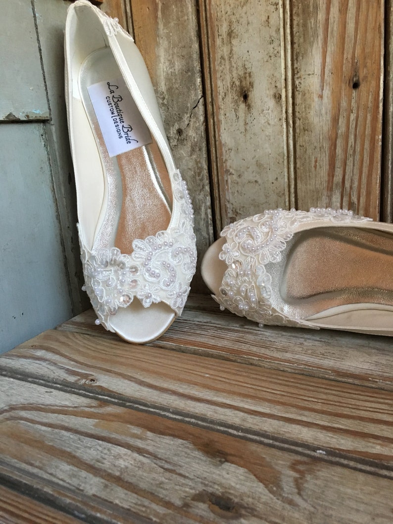 Victorian Style Flat Bridal Shoe Open Toe Pump Custom Beaded - Etsy