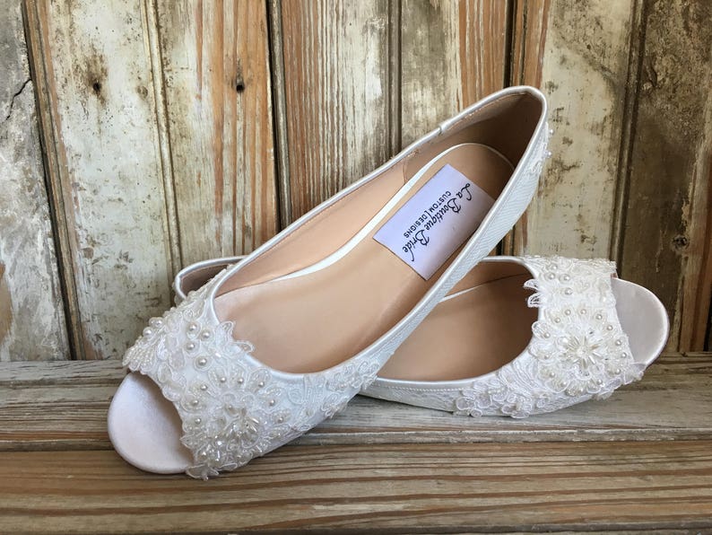 open toe bridal flats