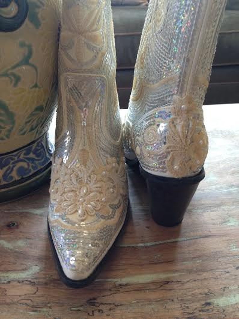Bridal Bling Cowboy Boots. Country Bride. Hand made with