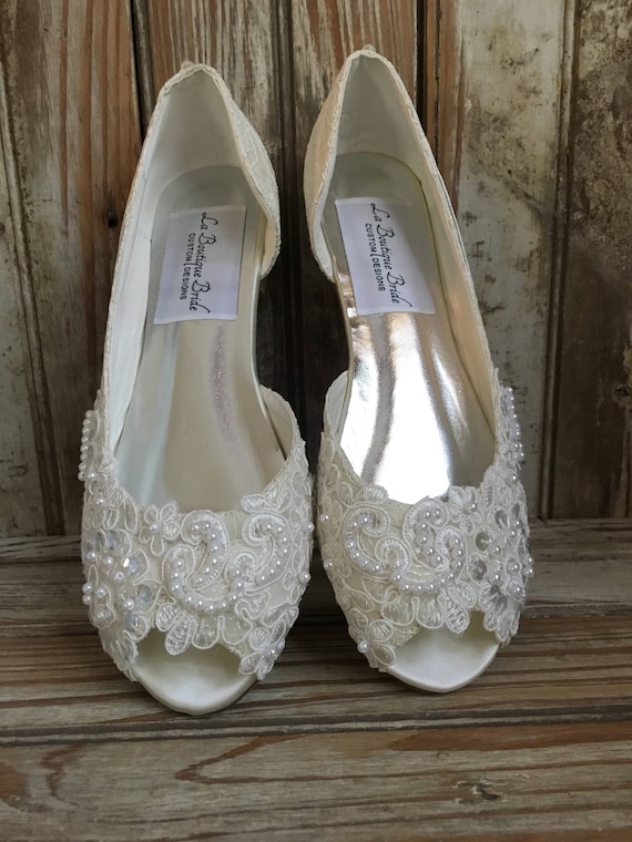 flat peep toe wedding shoes