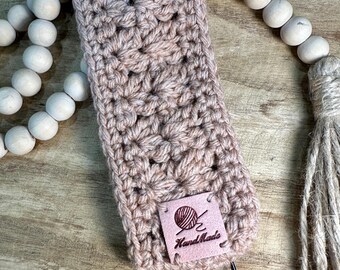 Blush Pink/Light Salmon Handmade Crochet Wristlet Keychain, teacher gift, lanyard-One of a kind, only 1 available