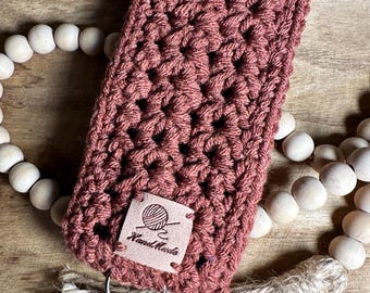 Muted Spice/Dusty Brick Handmade Crochet Wristlet Keychain, Boho Lanyard,Wrist Strap Key Holder,Teacher Gift,One of a kind- only 1 available