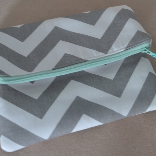 Gray Chevron Mini Foldover Clutch