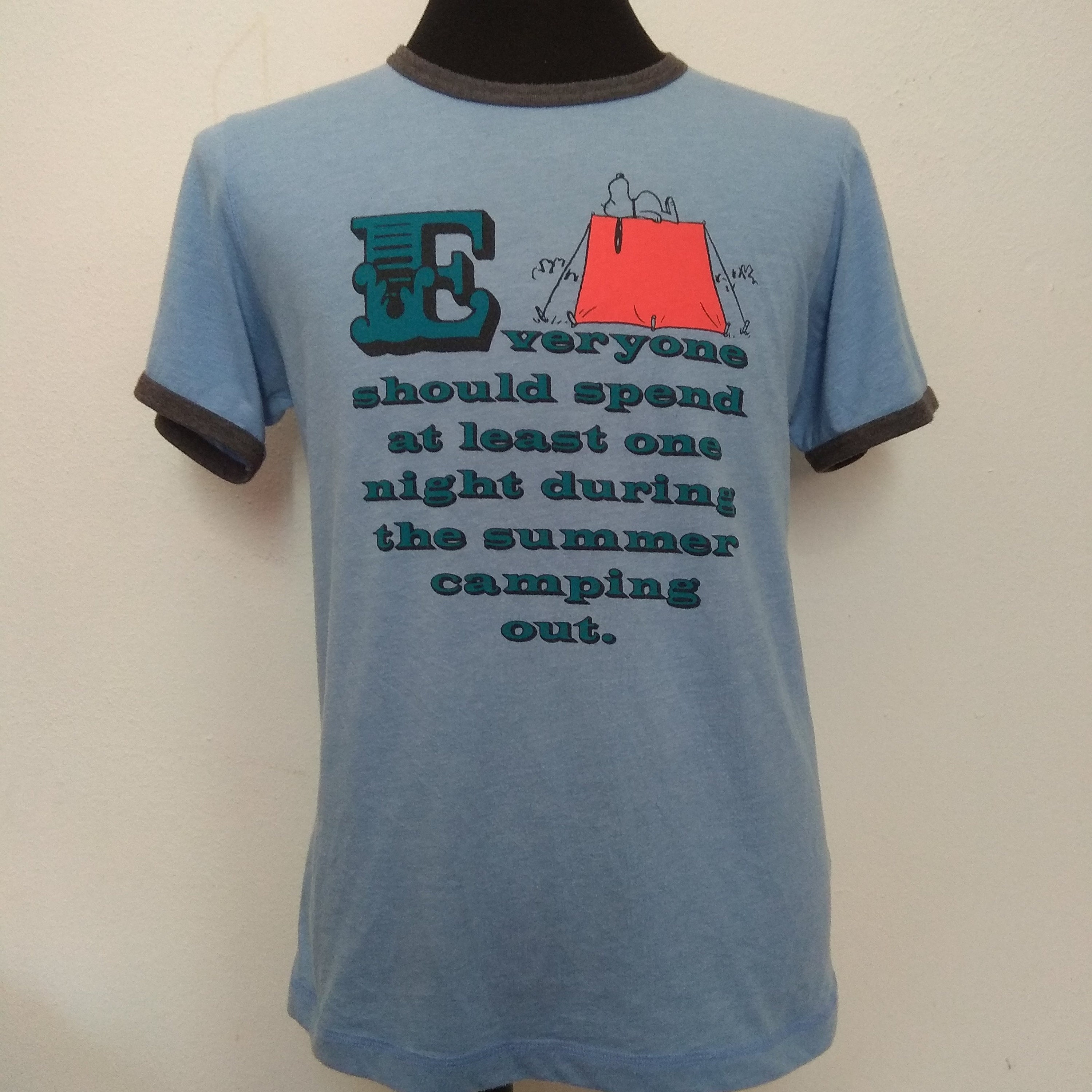 Ut Uniqlo X Peanuts Charlie Brown Snoopy Camping Ringer Blue Etsy