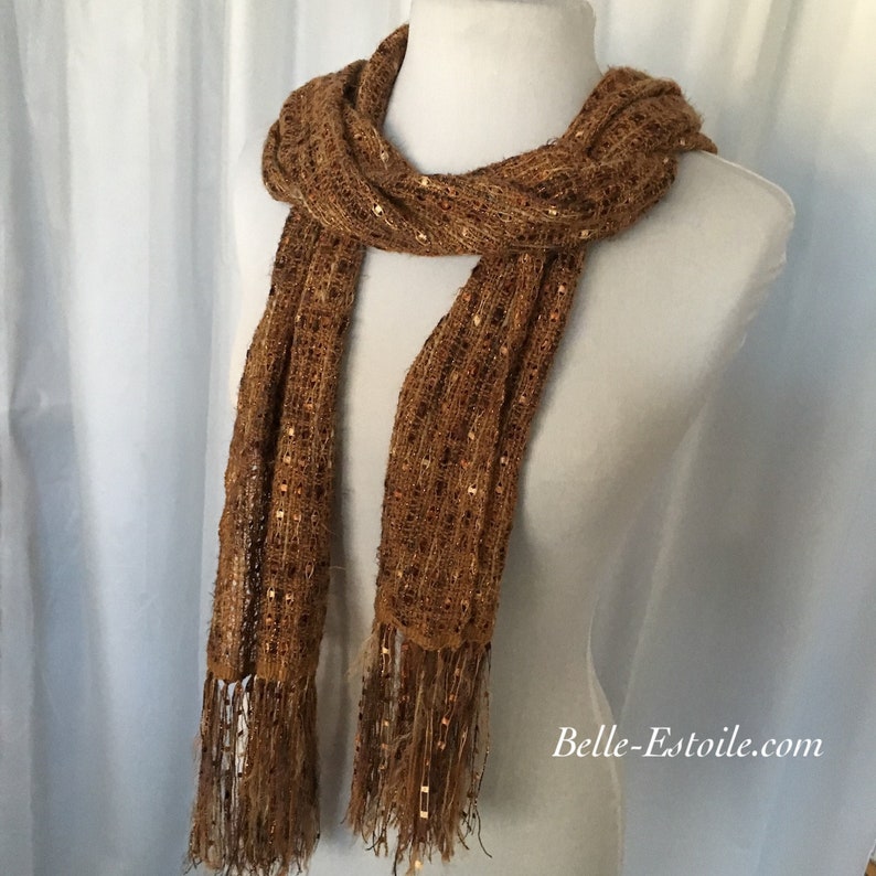 Copper Brown Handwoven Scarf image 10