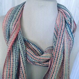 Red White and Blue Handwoven Scarf, Patriotic Scarf