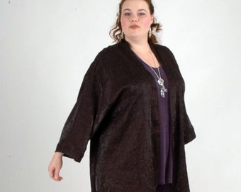 Plus Size Formal Jacket Black Crinkle Satin Kimono Sizes 14/16, 22/24, 26/28, 30/32