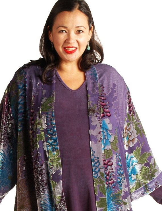 Plus Size Mother of Bride Dress Kimono Jacket Turquoise Silver Pink Green  Grey Silk Velvet Burnout Sizes 22/24, 26/28 30/32 -  Canada