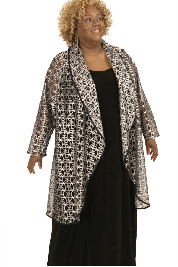 silver evening coat