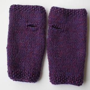 Hand Knit, Purple Fingerless Gloves, Mauve Indigo, Wrist Warmers, Fingerless Mitts, Womens Gloves.  Made to order