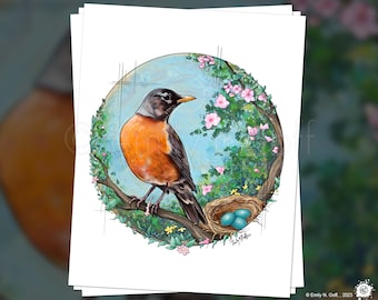 Robin Spring, Art Print, Unframed - Three Size Options