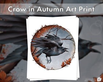 Crow in Autumn, Art Print