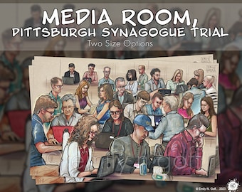 Media Room, Pittsburgh Synagogue Trial 2023: Courtroom Sketch PRINT