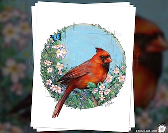 Cardinal Spring, Art Print, Unframed - Three Size Options