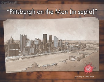 Pittsburgh on the Mon (in Sepia), Art Print
