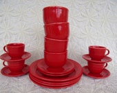 Homer Laughlin, Fiesta, Scarlet Red, Valentine 39 s Day, 18 Pc Set, Fiesta, Valentine Gift, USA, Excellent Condition, FREE SHIPPING
