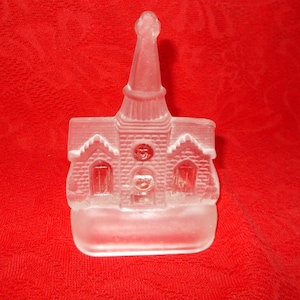 Vintage Christmas, Frosted Glass, Church Votive, Candle Holder Excellent Condition