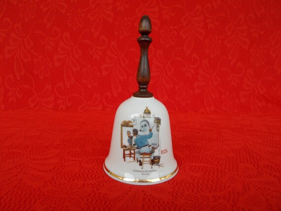 Norman Rockwell Porcelain Bell, Triple Self Portrait, Danbury Mint 1979, Excellent Condition