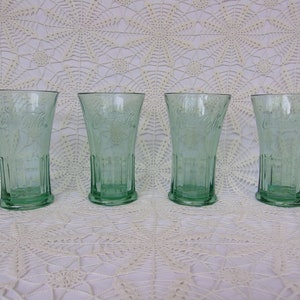 Vintage Coca Cola Glasses: Libbey Green Glass Set of 4, Made in USA