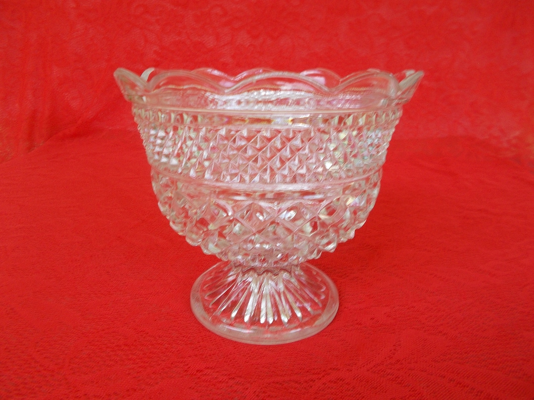 Wexford, Crystal Footed Bowl, Anchor Hocking, Trifle Bowl, Fruit Bowl, Vegetable Bowl