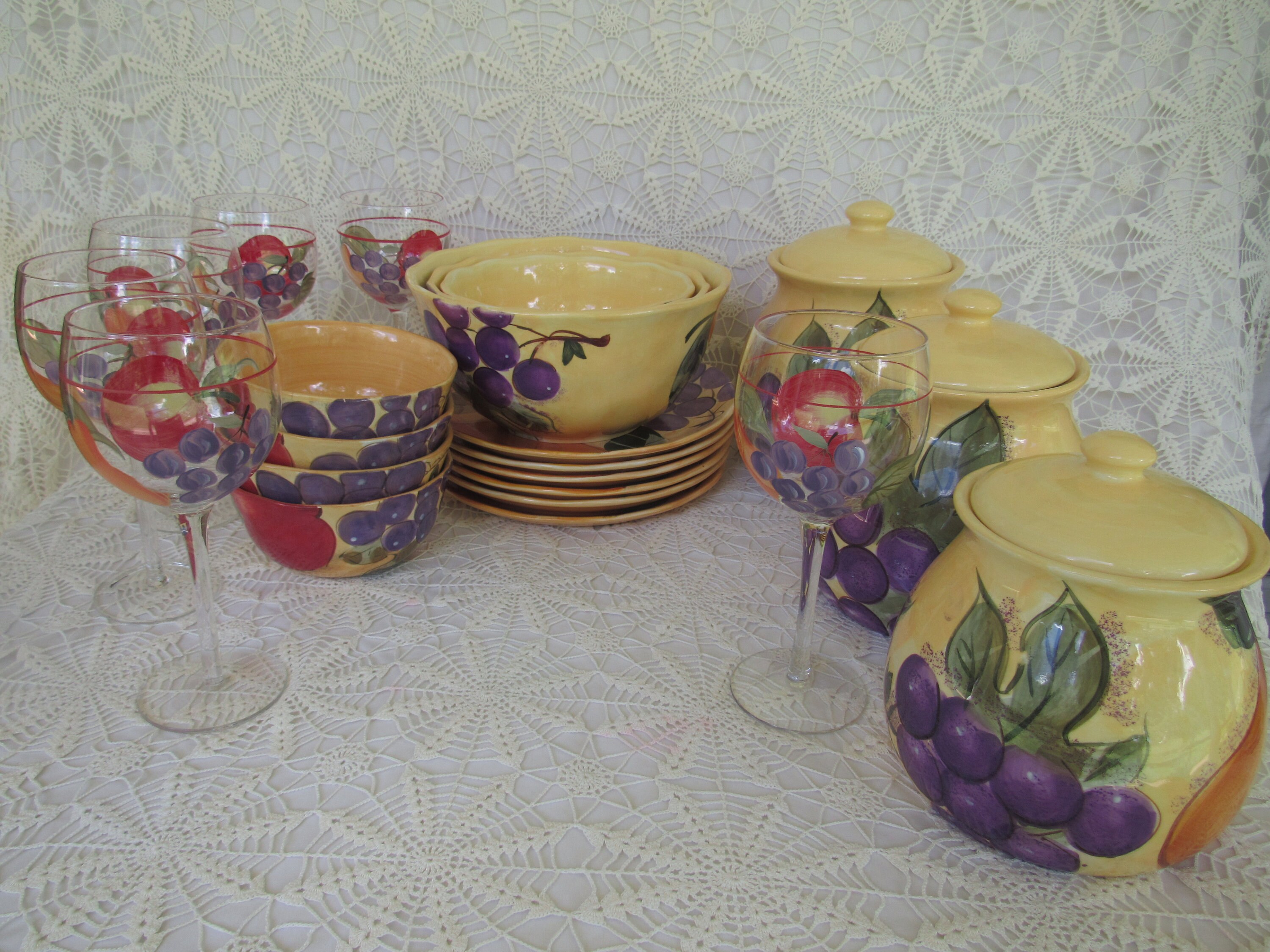 Dinnerware Home Trends Verdona 22 Pc. Fruit Pattern Yellow Etsy