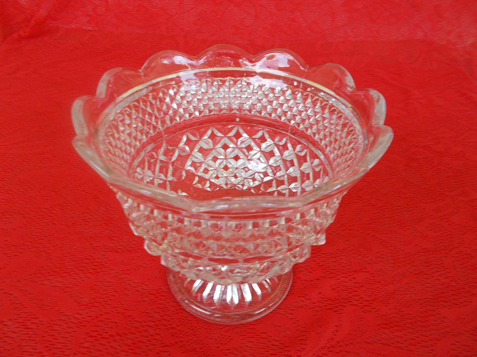 Wexford Crystal Footed Bowl Anchor Hocking Trifle Bowl Etsy