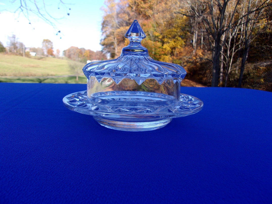 Vintage Lead Crystal Round Butter Dish, Shannon, Made in Europe, During