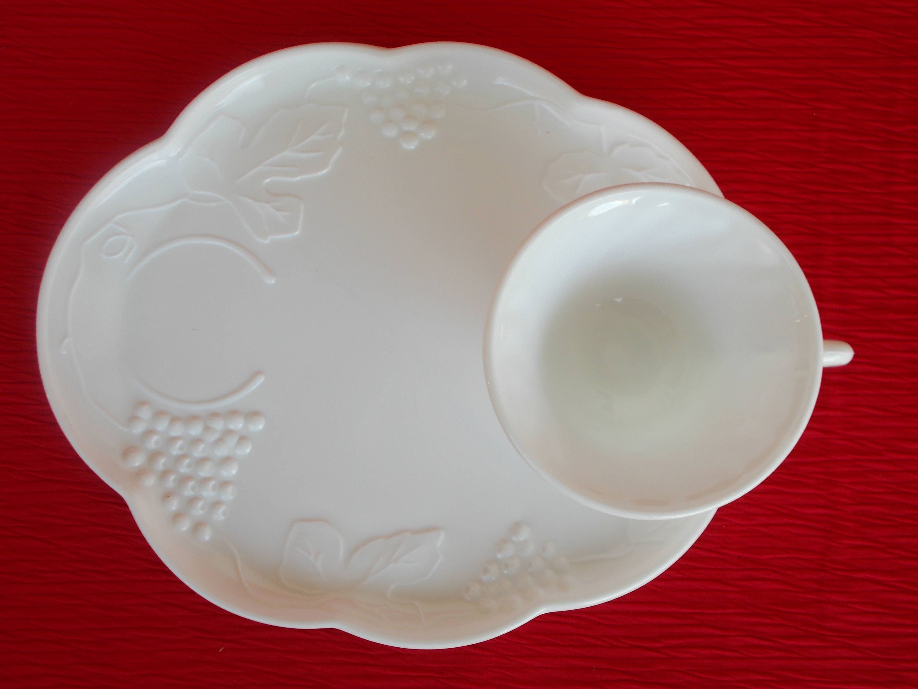 Vintage Milk Glass Snack Plates and Cups Grape Pattern 4 Etsy