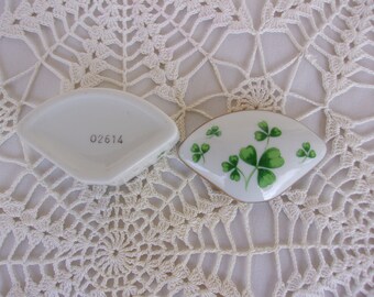 Vintage Lefton, Saint Patricks Day, Trinket Box, Decorated with Shamrocks, Made of Porcelain, Keepsake, Excellent Condition