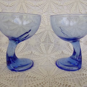 Vintage Martina, Set of 4, Crooked Stem, Champagne Glasses, Bromoili Rocco, Dessert Dishes, Made Italy, New Never Used, Excellent Condition