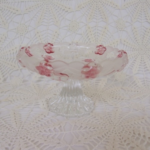 Vintage Mikasa Footed Serving Dish: Pink Dogwood Flowers, Made in Germany