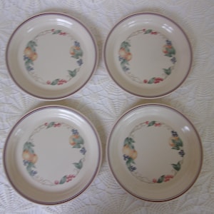 Vintage Corelle Dinnerware Set Abundance Fruit Pattern, Dinner Plates, 4 Pc Set, Excellent Condition