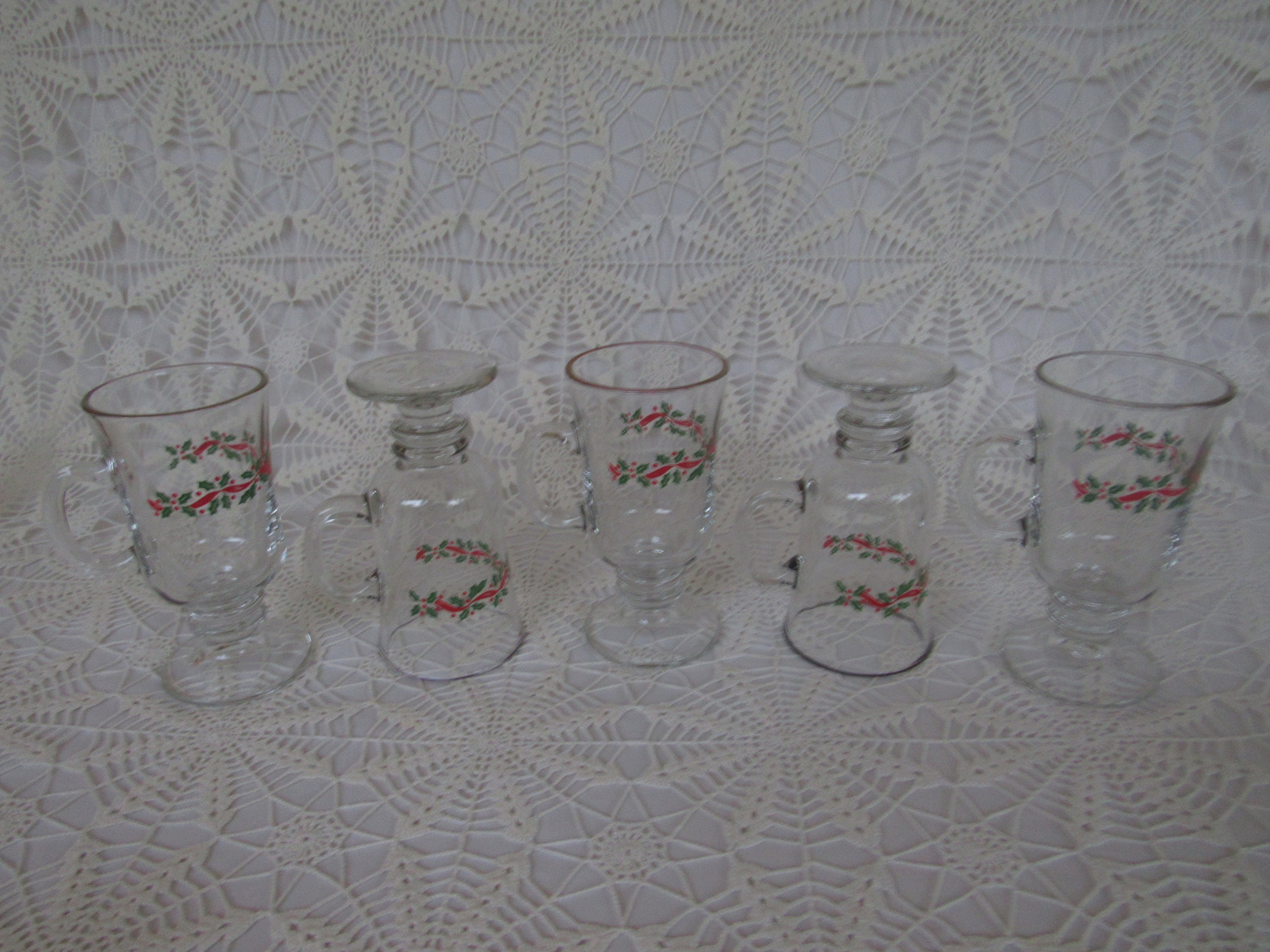 Christmas Coffee Mugs Irish Coffee Mugs Holly Trim Gold Etsy