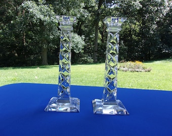 Vintage Miller Rogaska, Crystal Candlesticks, Set of 2, Reed and Barton, Excellent Condition