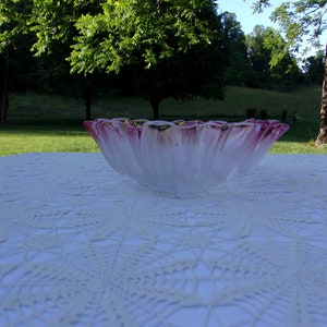 Vintage Mikasa Hostess Bowl, Pink, Etched Frosted Tulips, Scalloped Edge, Crystal Bowl, 12", Depth 4", New, Excellent Condition